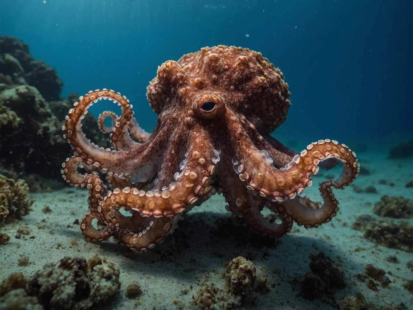 imagem de um polvo no fundo do mar